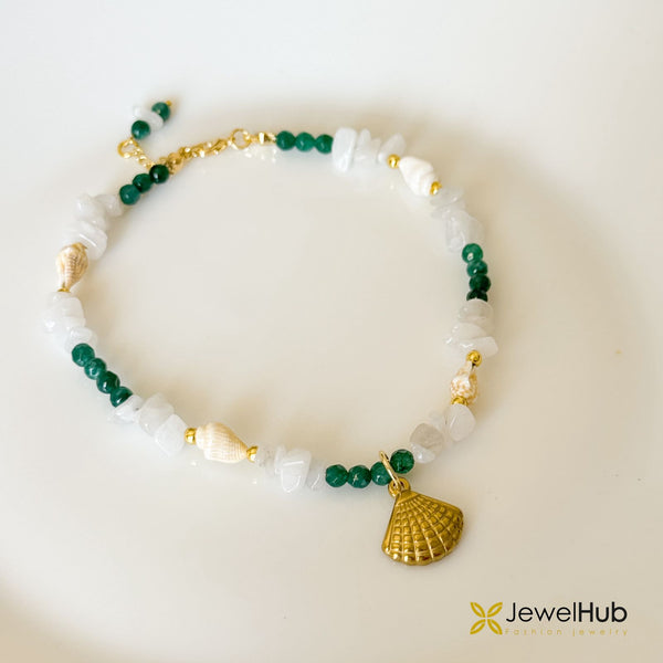 Seashell Gemstone Bead Anklet