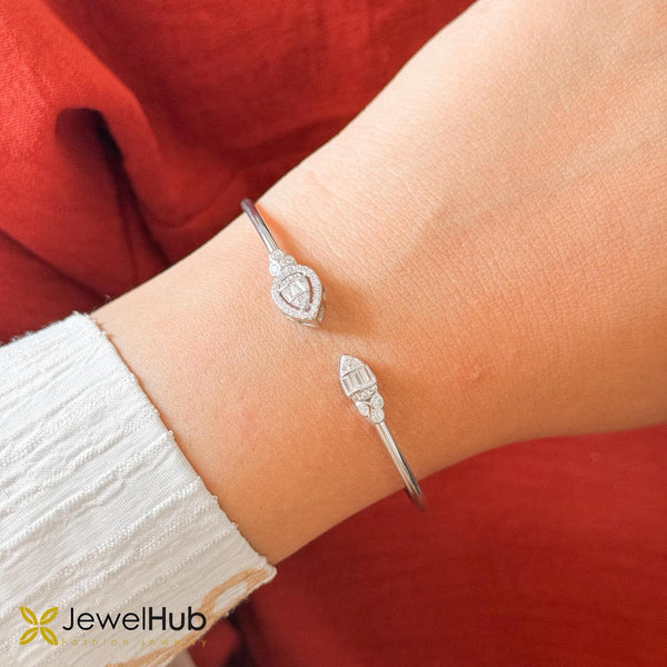 Modern Marquise & Arrowhead Pavé Open Cuff Bracelet