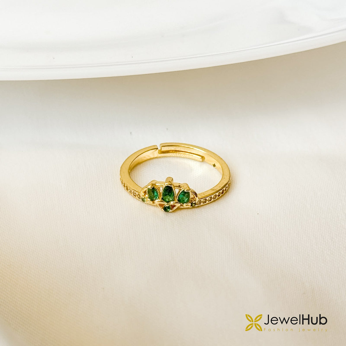 Gold Lotus Crown Gemstone  Ring