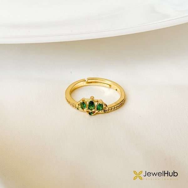 Gold Lotus Crown Gemstone  Ring