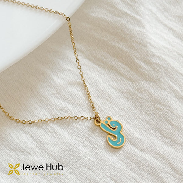 Turquoise Blue Enamel Charm Necklace قل