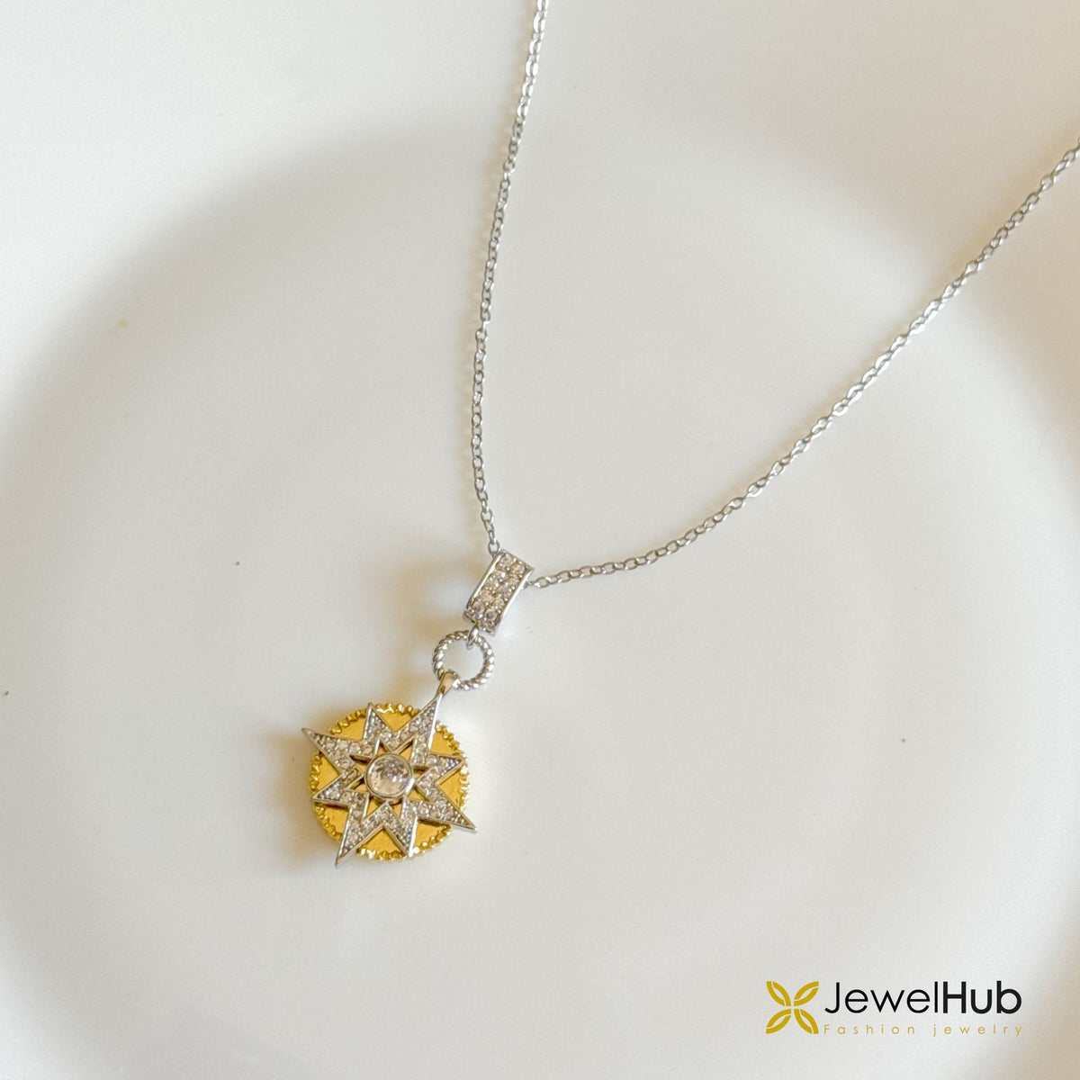 Silver & Gold North Star Coin Necklace