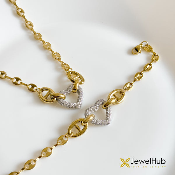 Gucci Link with Pavé Heart Set