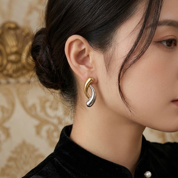 Two-Tone Hoop Earrings