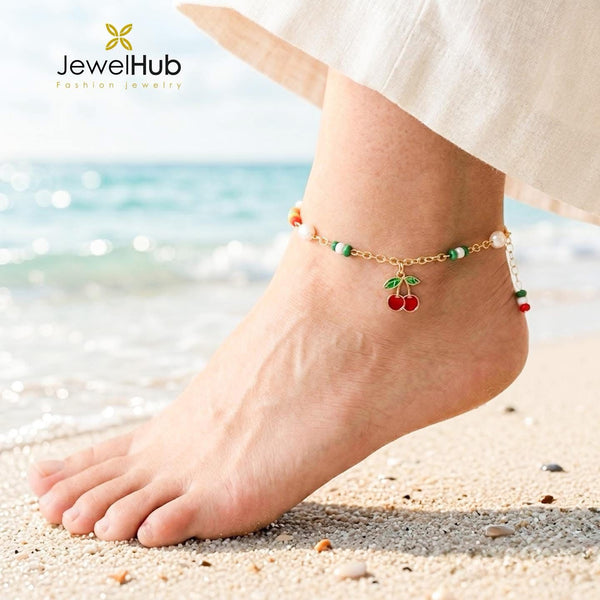 Summer Beach Cherry Pendant Anklet