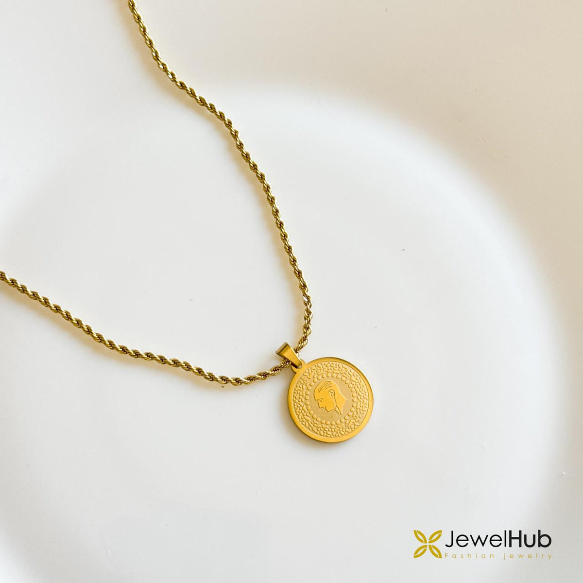 Vintage Gold Coin Rope Chain Necklace