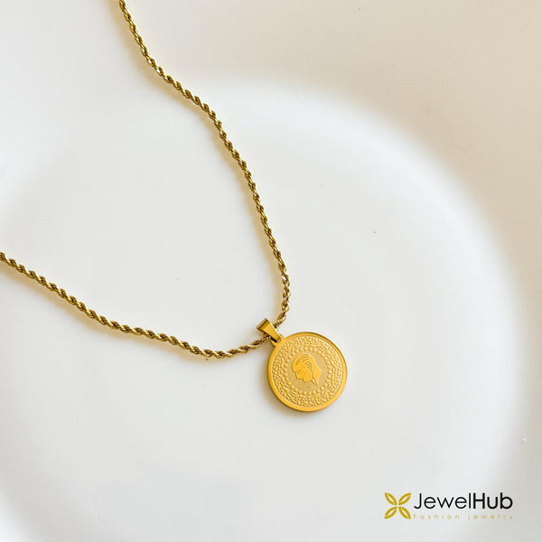 Vintage Gold Coin Rope Chain Necklace