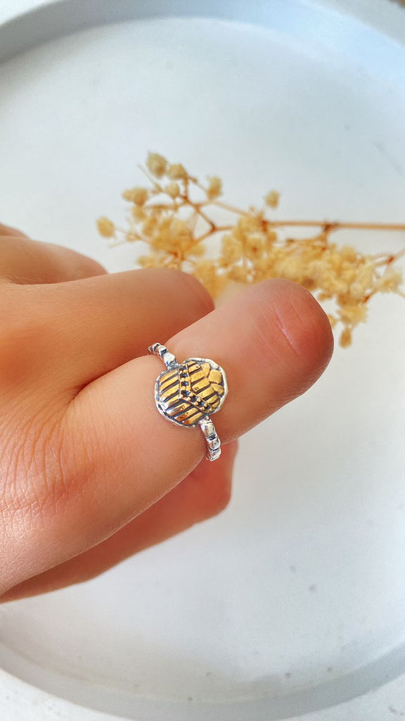Golden Scarab Sterling Silver Ring