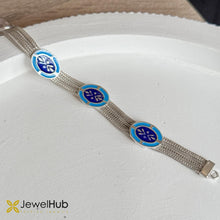 Load image into Gallery viewer, Lapis Flower Bracelet Sterling Silver