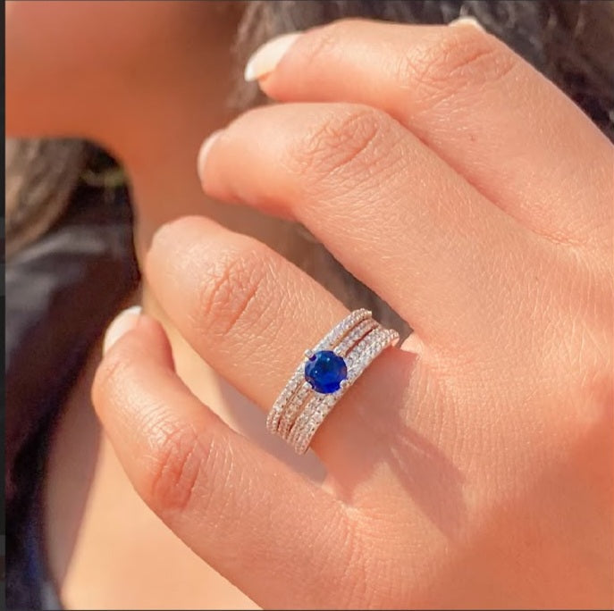 Sapphire Cz Ring Silver 925