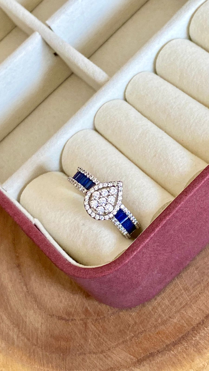 Royal Blue Sapphire Teardrop Ring