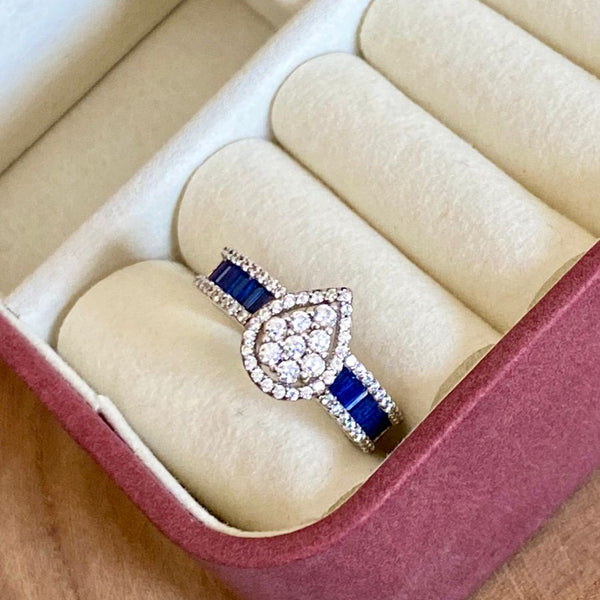 Royal Blue Sapphire Teardrop Ring