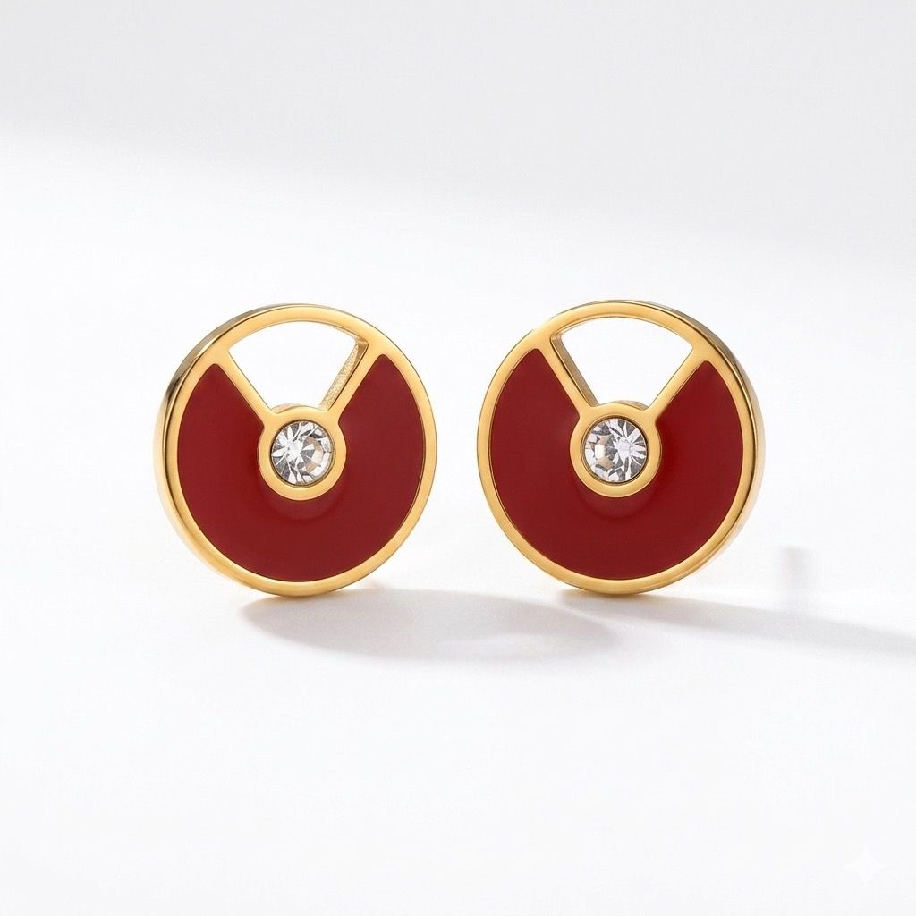Scarlet Circle Studs Earrings