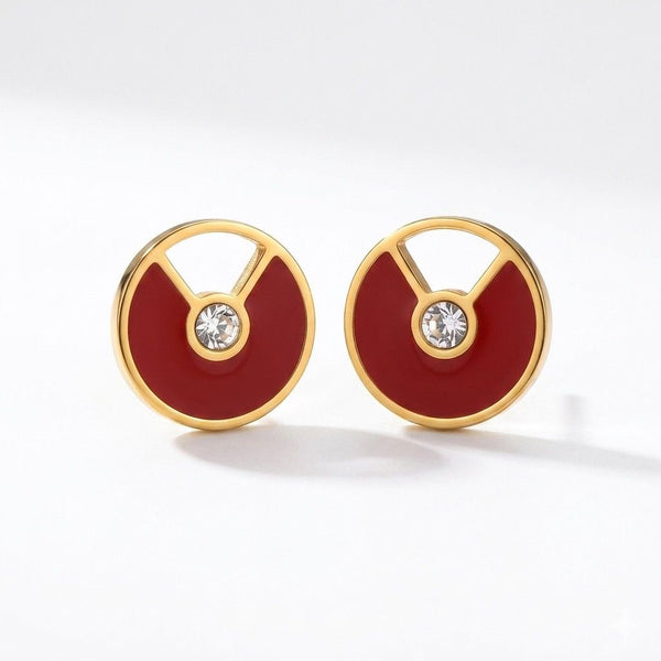 Scarlet Circle Studs Earrings