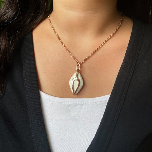 Rose Gold Geometric Cage Pendant Necklace