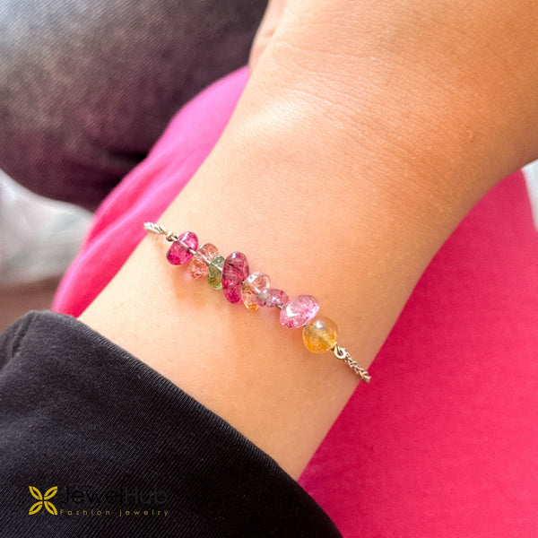 Multi-Color Raw Gemstone Chain Bracelet
