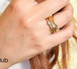 Triple Band Gold Ring CZ