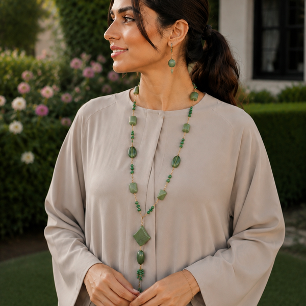 Natural Olive Jade Statement Necklace