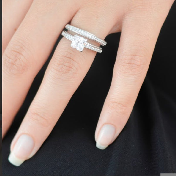 Princess Cut Twin Ring Silver 925