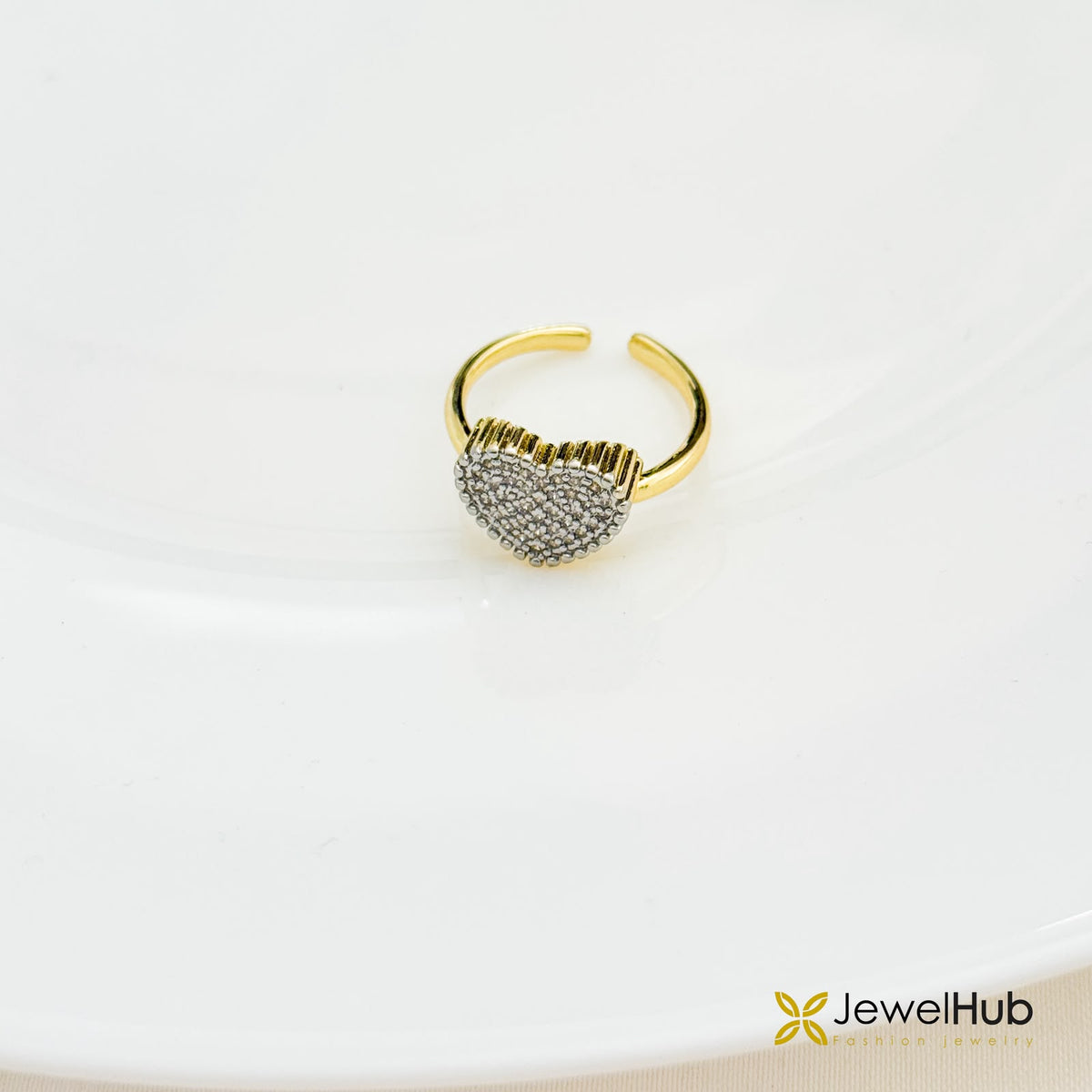 Amora Pavé Heart Open Ring