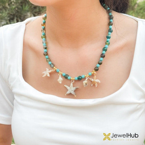 Ocean Breeze Shell & Turquoise Beaded Necklace