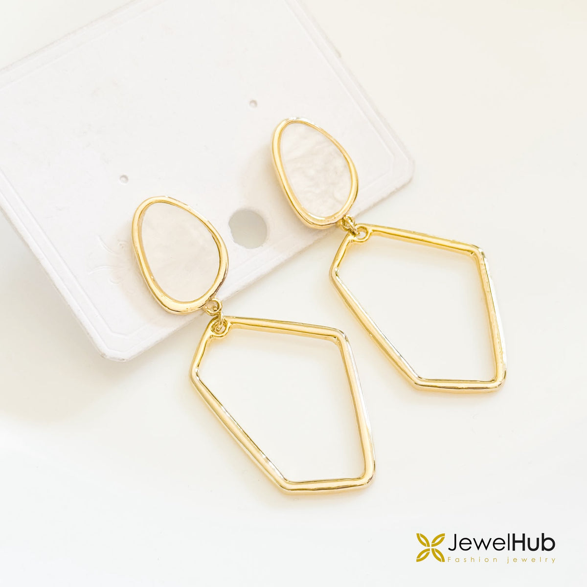 Mother of Pearl Geometric Drop Earrings