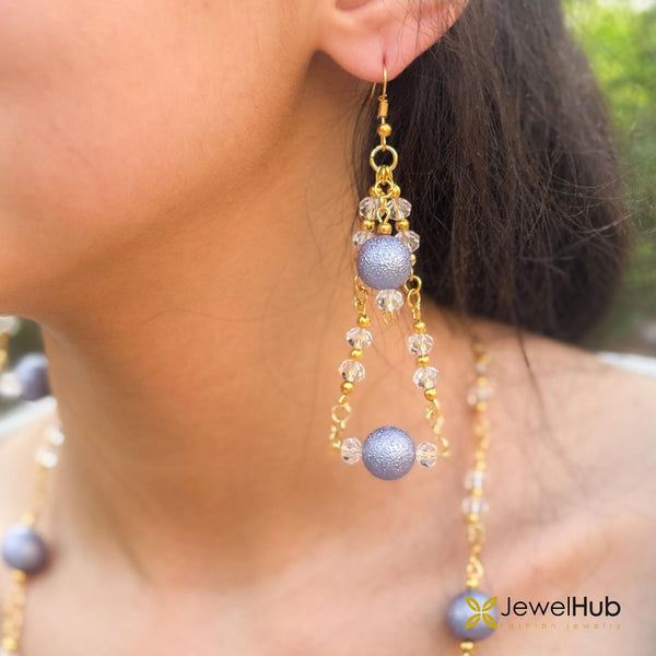 Lavender Bloom Beaded Long Necklace