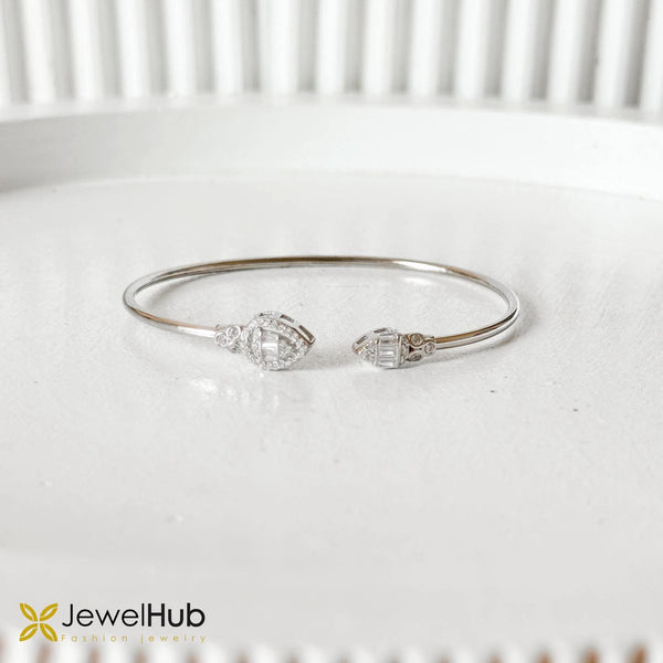 Modern Marquise & Arrowhead Pavé Open Cuff Bracelet