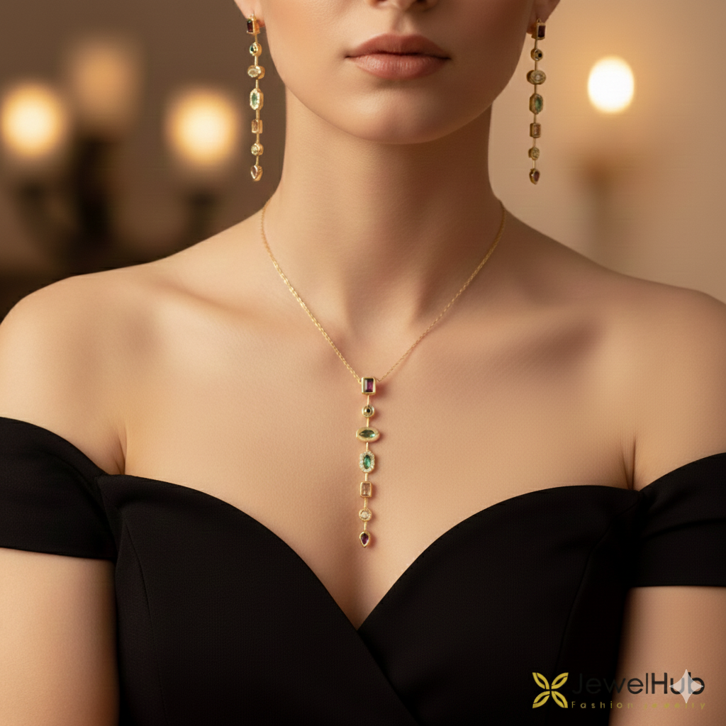 Colored Y مع مجموعة من أحجار الزركون متعددة الألوان 2 قطعة