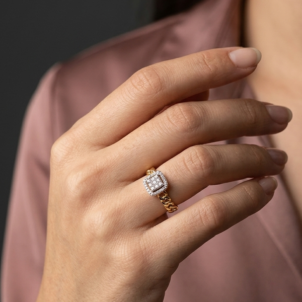 Square Diamond Cluster Ring