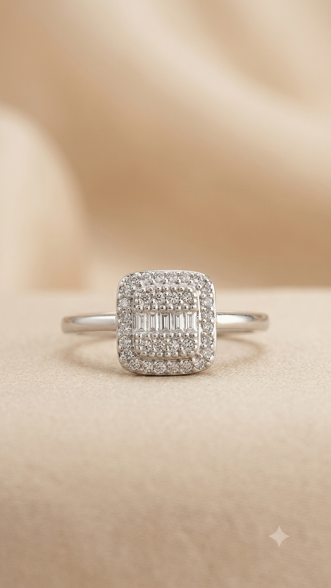 Diamond Style Square Ring