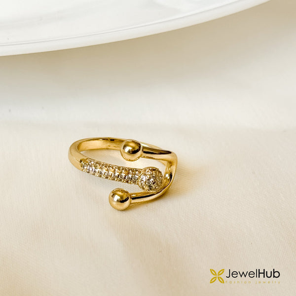 Gold Open Ball & Pavé Ring