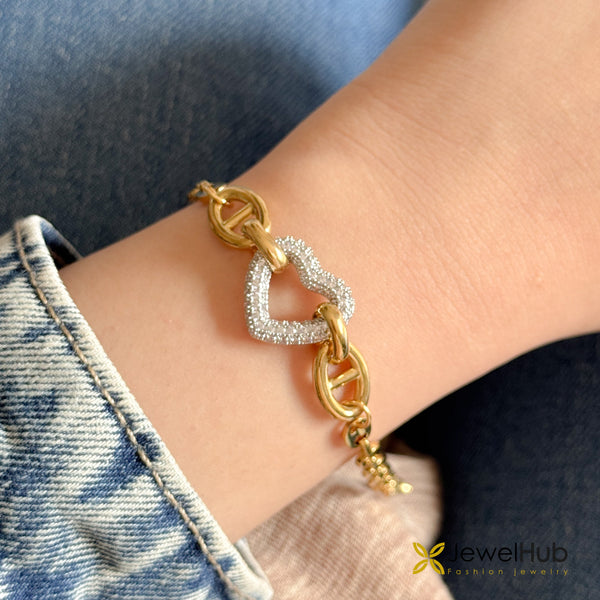 Gucci Link with Pavé Heart Bracelet