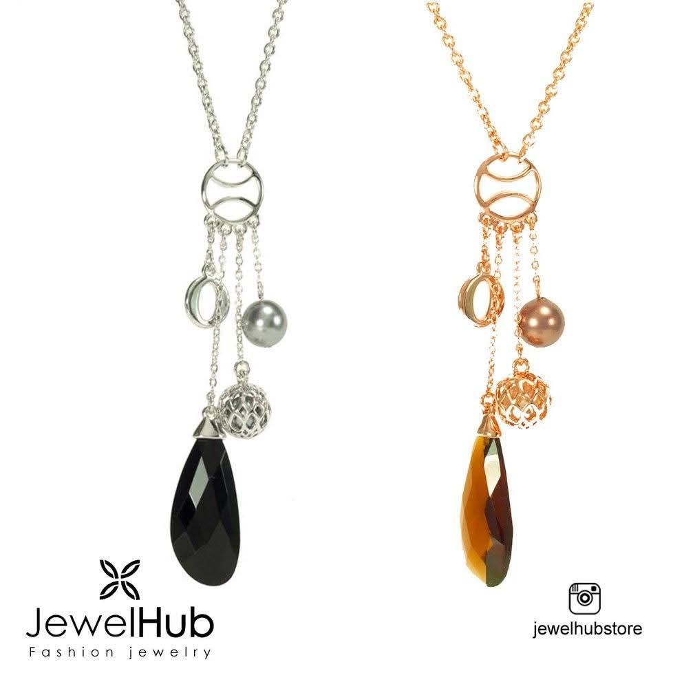 Rose Gold Necklace – Earthy Brown Drop Pendant Boho Jewelry