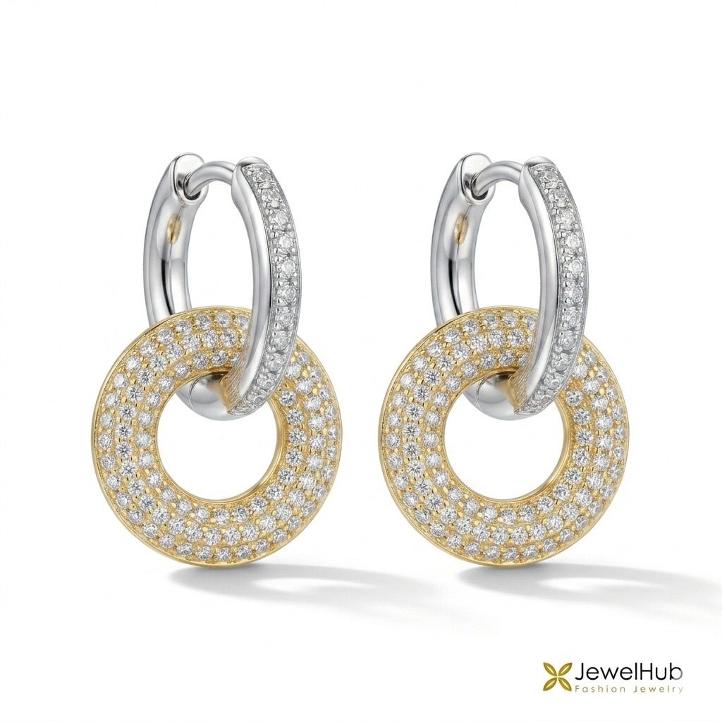 Two-Tone Crystal Hoops