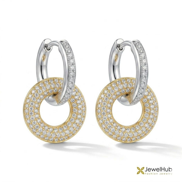 Two-Tone Crystal Hoops