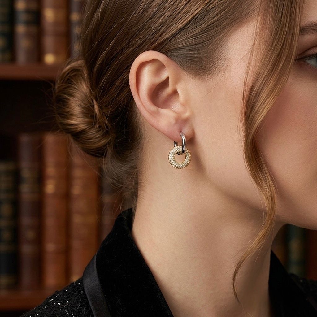 Two-Tone Crystal Hoops