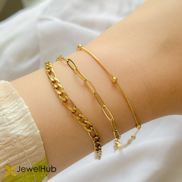 مجموعة الأساور الثلاثية (ذهبي/فضي)