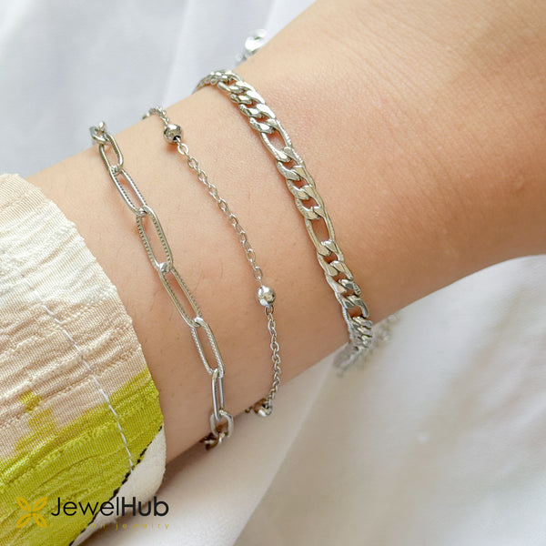 مجموعة الأساور الثلاثية (ذهبي/فضي)